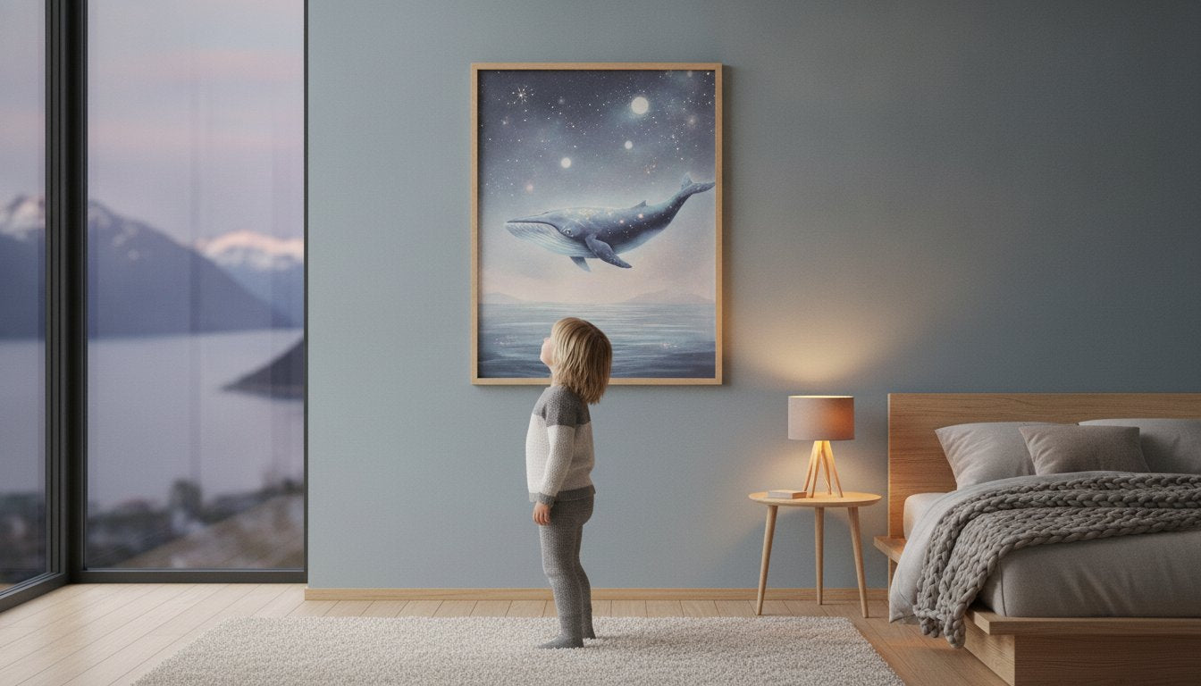 Innrammet illustrasjon til barnerom: Kunst som gir trygghet og mening