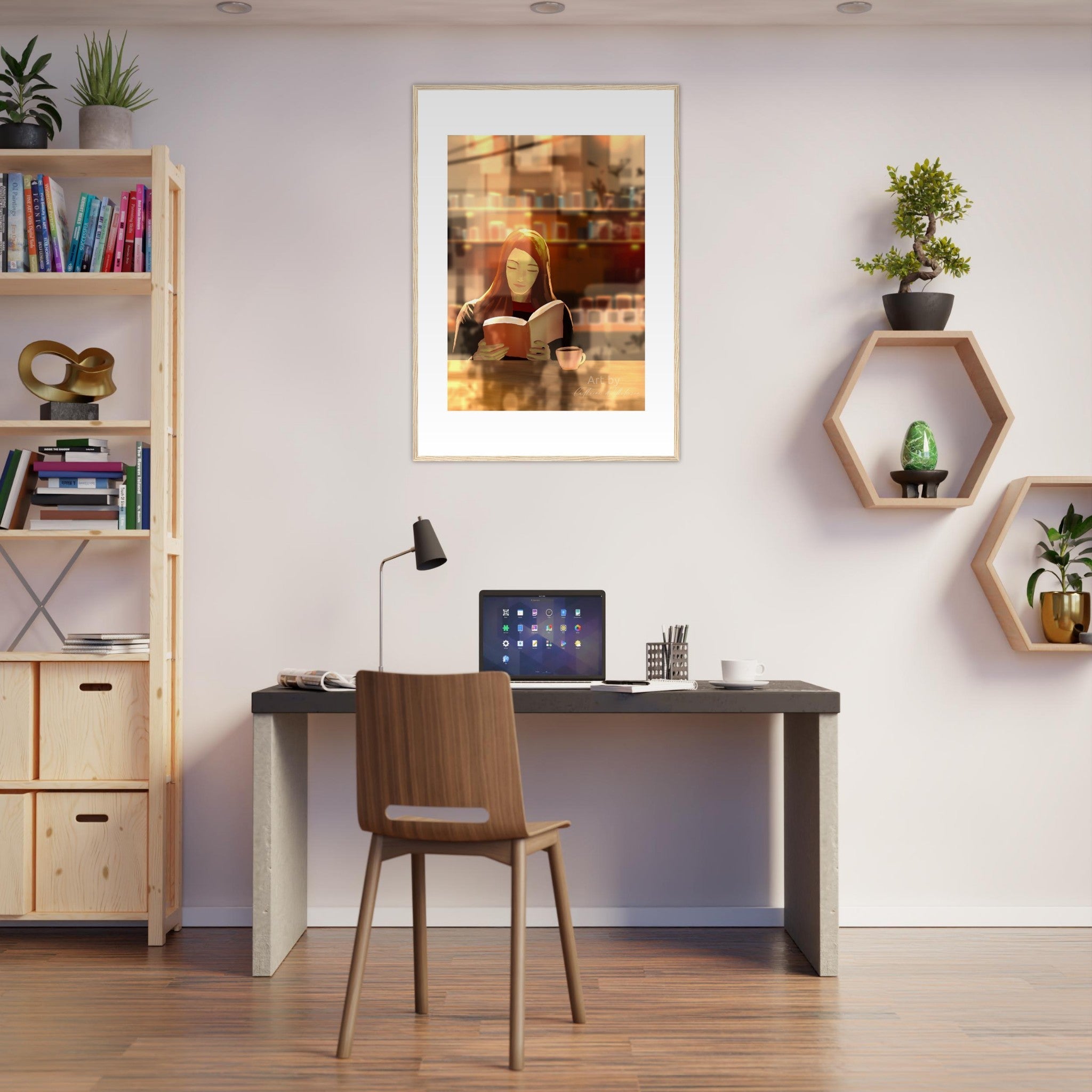 Kafékos - Art print med treramme - PlanetC
