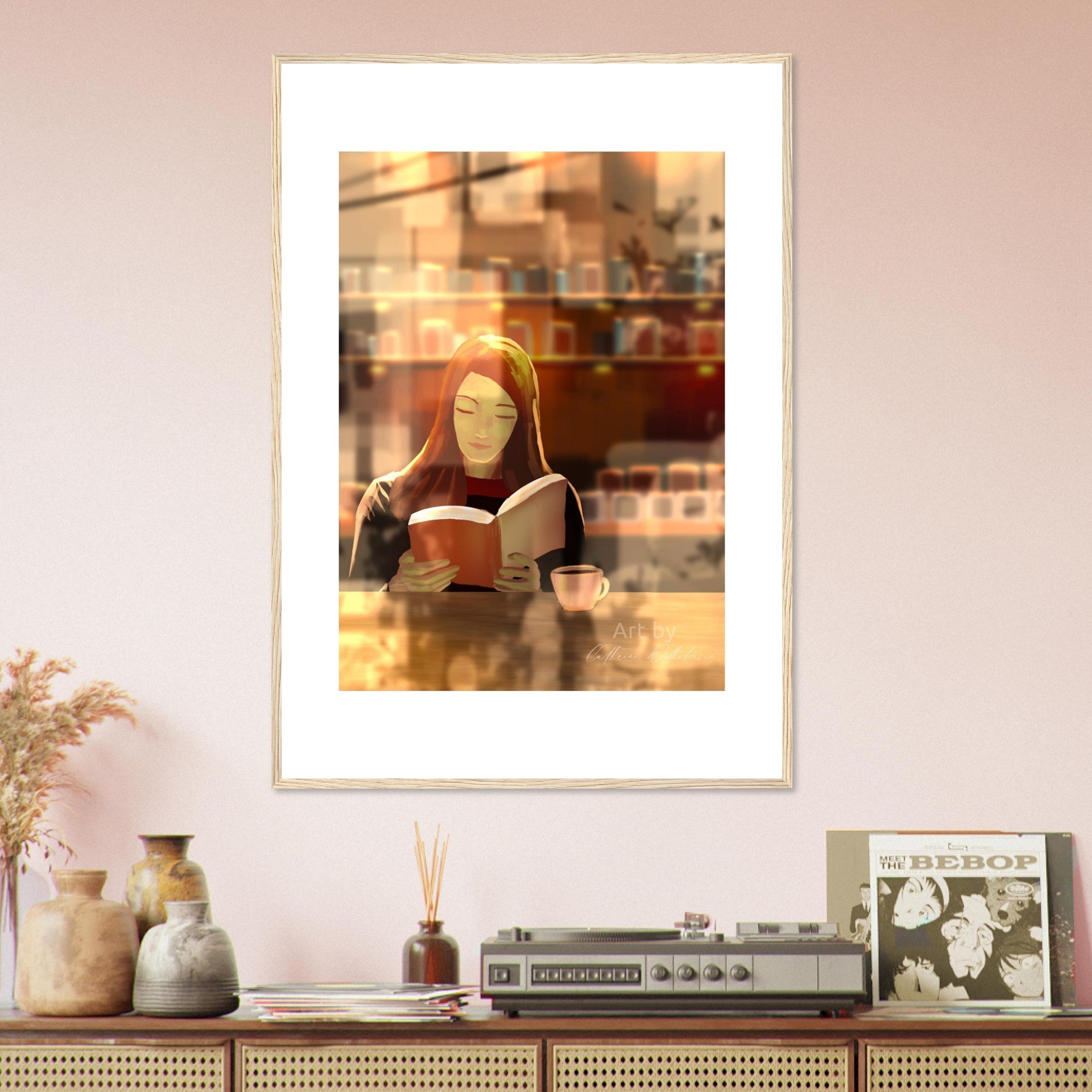 Kafékos - Art print med treramme - PlanetC