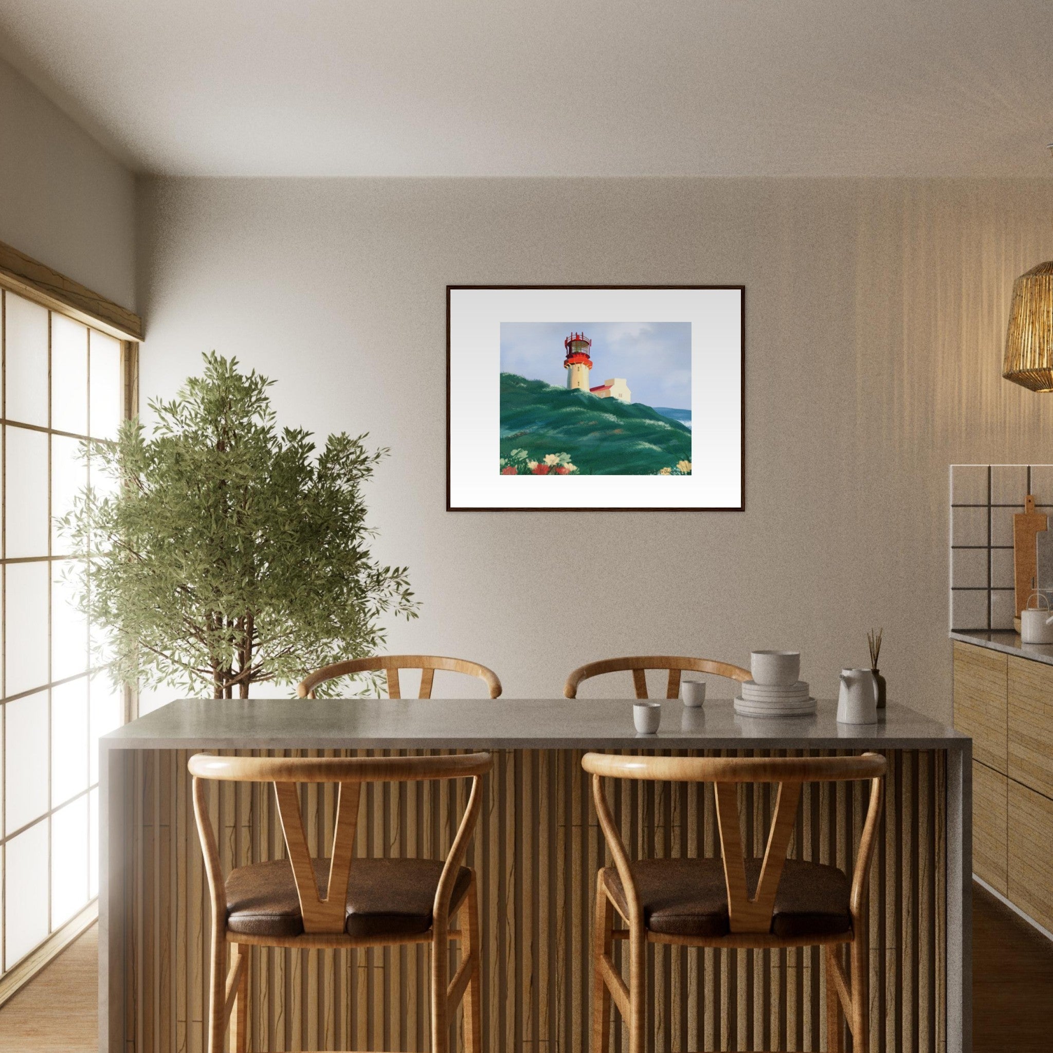 Norwegian Lighthouse - Art print med treramme - PlanetC