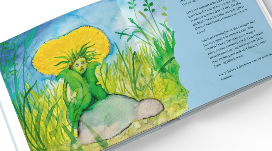 Innholdseksempel fra «Tusen ønsker» av Cathrine L. Wilhelmsen – norsk barnebok med fargerike illustrasjoner og fortelling om håp.