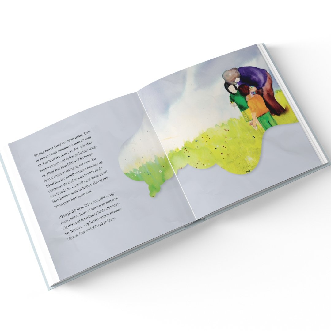 Åpen bok: «Tusen ønsker» av Cathrine L. Wilhelmsen – norsk barnebok med fargerike illustrasjoner og fortelling om håp.